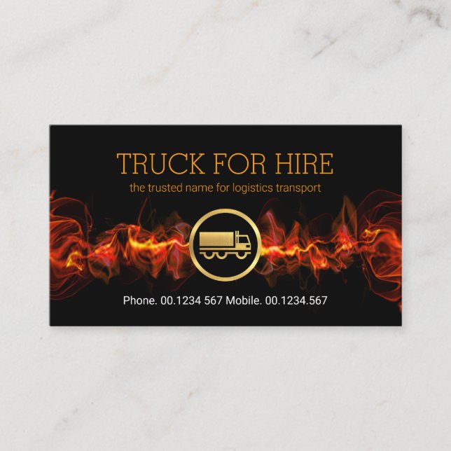 Fiery Red Lightning Home Moving Truck Transport Business Card (Front)
