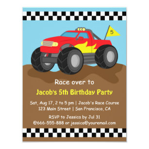 monster truck birthday invitations zazzle