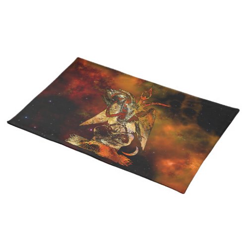 Fiery Red Nebula Baphomet Occult Altar Cloth Placemat