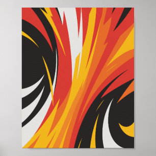 Fiery Red, Orange, and Yellow Abstract Design Poster