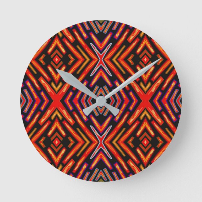 Fiery Red Orange Black  Round Clock (Front)