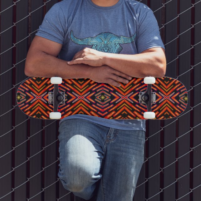 Fiery Red Orange Black  Skateboard (Outdoor 3)