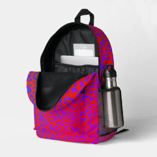 Fiery Red Orange Purple Large Leopard Print Printed Backpack