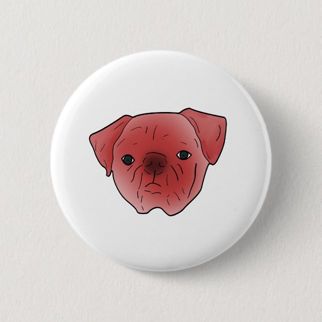Fiery red pug button (Front)
