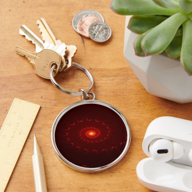 Fiery Red Sparkle Swirl Gradient Keychain (Desk)