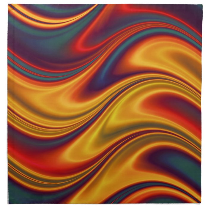 Fiery red yellow blue waves napkins