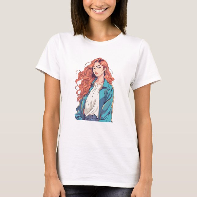 Fiery Redhead Aesthetic T-Shirt (Front)