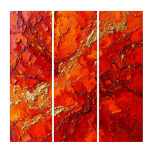 Fiery Resin Flow Triptych Wall Art