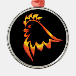 Fiery Rooster Metal Ornament
