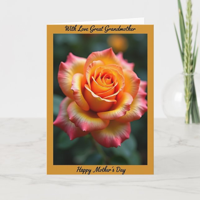 Fiery Rose Mothers Day Card (Front)