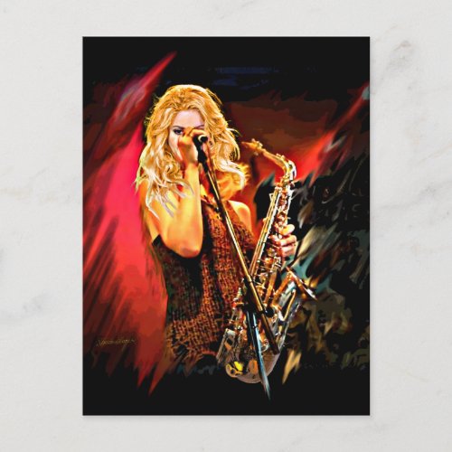 Fiery Saxophone Player Postcard