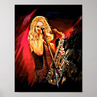 Fiery Saxophone Player Poster
