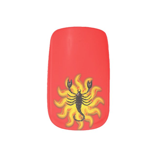 Fiery Scorpio Minx Nail Art (Left Thumb)