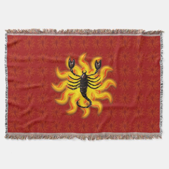 Fiery Scorpio Throw Blanket (Front)