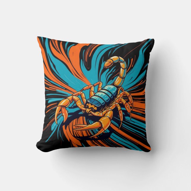 Fiery Scorpion Burst  Throw Pillow (Front)