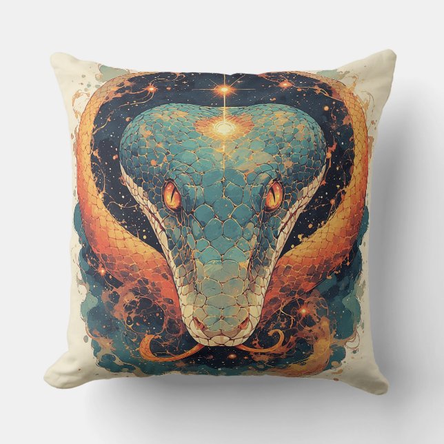 Fiery Serpent Illustration For Bold Home Decor 🔥 Throw Pillow (Front)