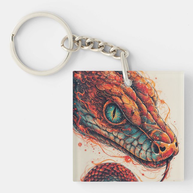 Fiery Serpent with Dynamic Energy Keychain (Front)