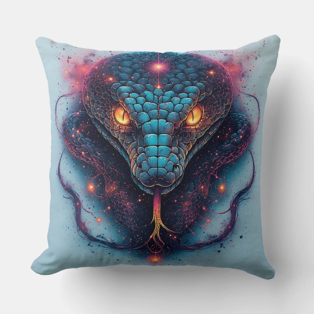 Fiery Serpent with Dynamic Energy Throw Pillow (Front)