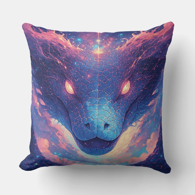 Fiery Serpent with Dynamic Energy Throw Pillow (Front)