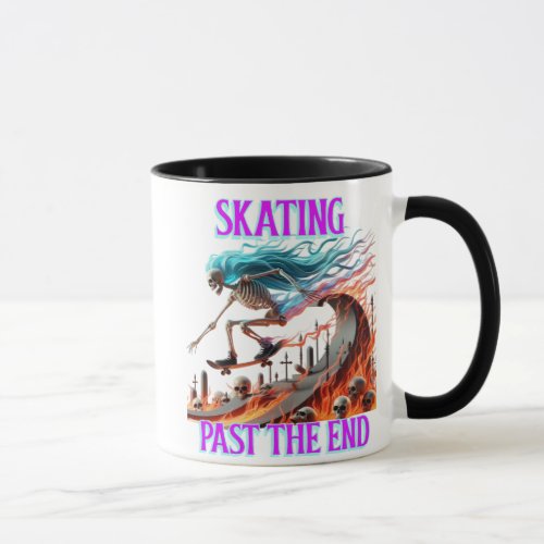 Fiery Skating Skeleton A Death_Defying Ride Mug