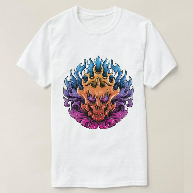  Fiery Skull Mandala T-Shirt (Design Front)