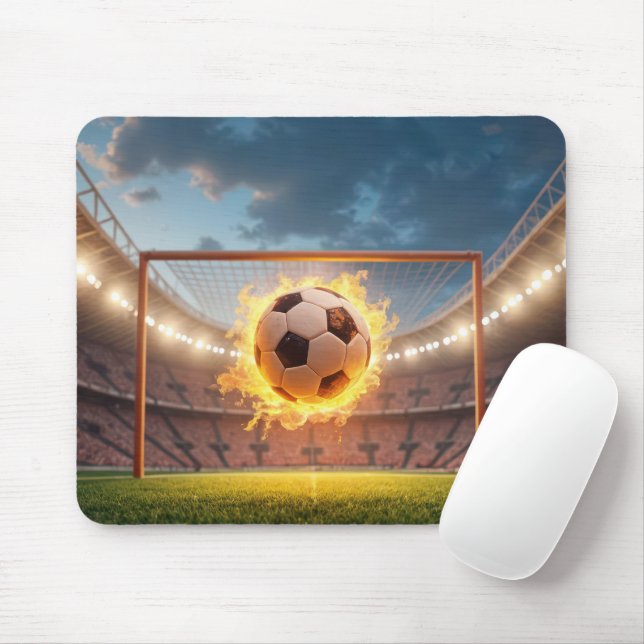 Fiery Soccer Ball Mouse Pad (With Mouse)