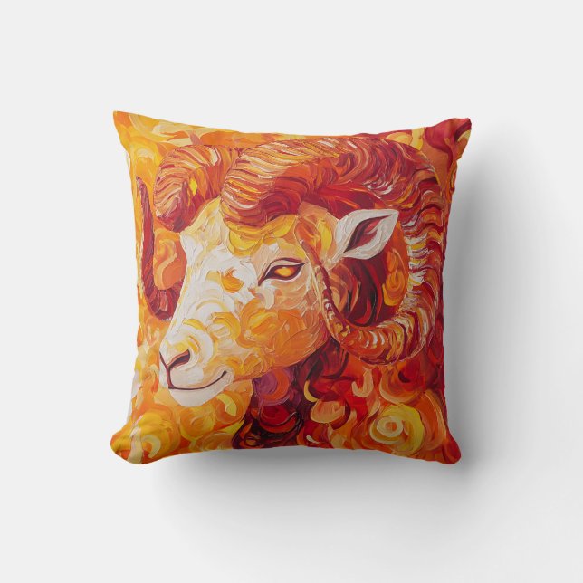 Fiery Solar Capricorn Spirit Throw Pillow (Front)