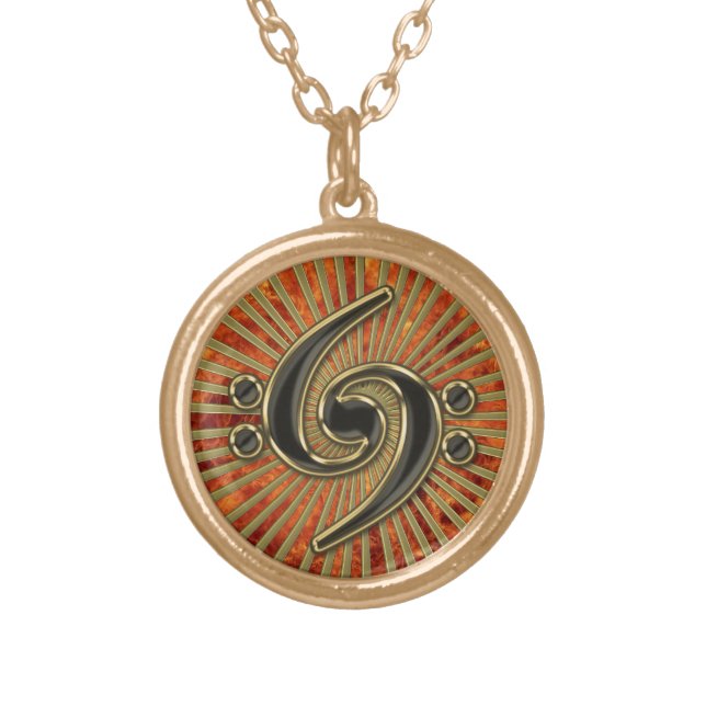 Fiery Spiral Bass Clef Pendant (Front)