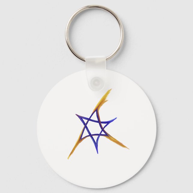 Fiery Star of David Keychain (Front)