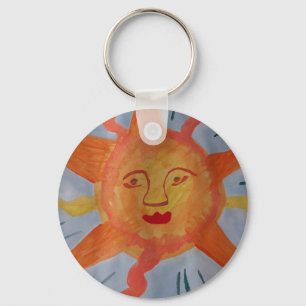 Fiery Sun Button Key Ring