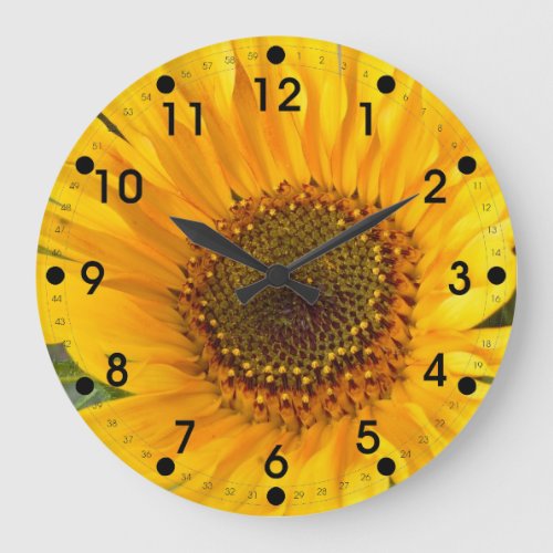 Fiery Sunflower Large Clock