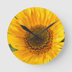 Fiery Sunflower Round Clock