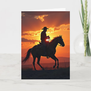 Fiery Sunset Horse Ride Card