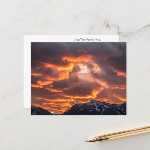 Fiery Sunset Over the Mountains Postcard