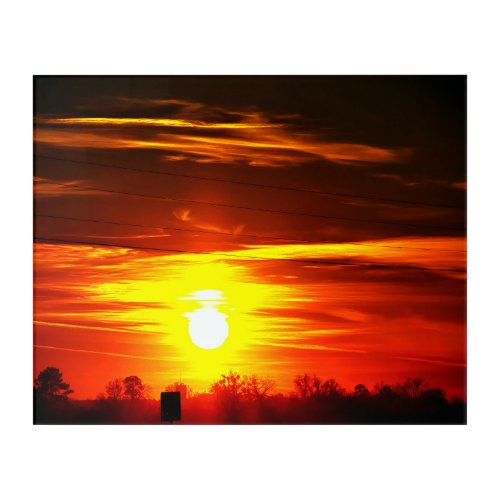 Fiery Sunset Over Trees Acrylic Print