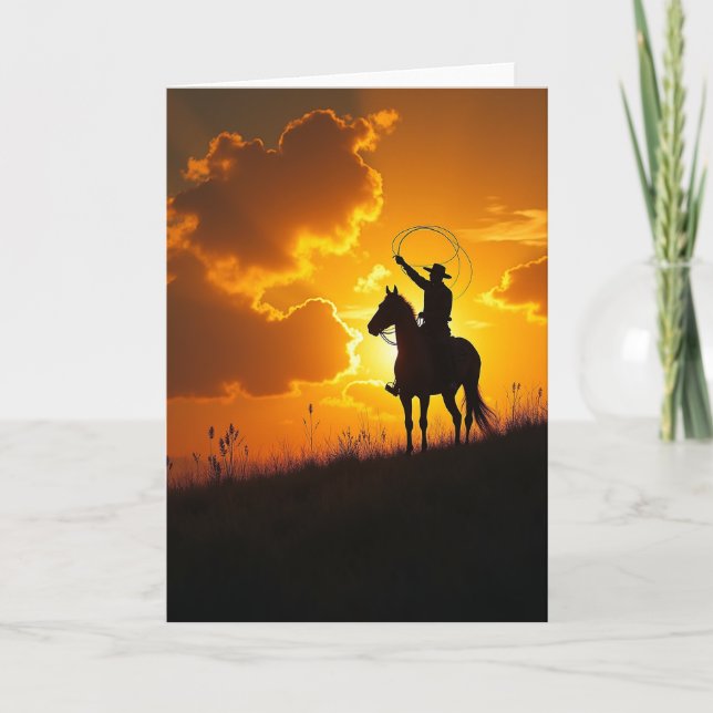 Fiery Sunset Riders Fathers Day Card (Front)