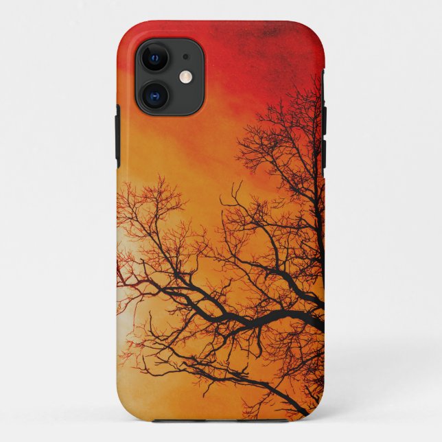 Fiery Sunset & Tree Nature Art Case-Mate iPhone Case (Back)