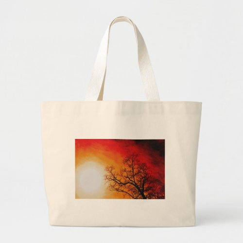 Fiery Sunset  Tree Nature Art Large Tote Bag
