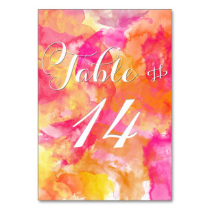FIERY SUNSET WATERCOLOR HOLLYHOCK TABLE CARDS