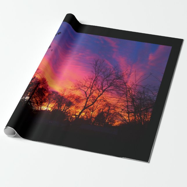 Fiery Sunset Wrapping Paper (Unrolled)