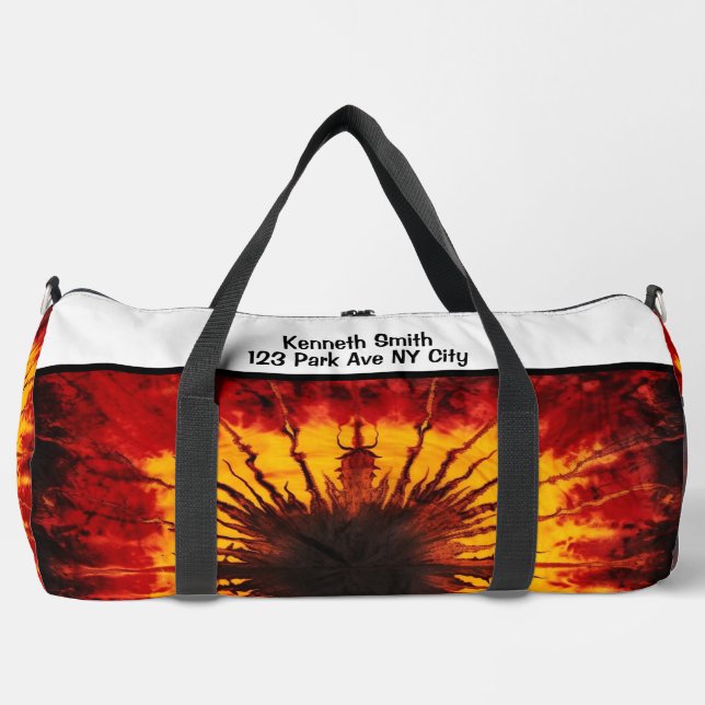 Fiery Tie Dye Sport Gear Monogram Personalized Duffle Bag (Front)