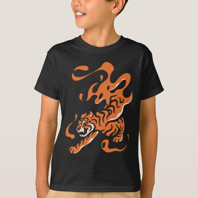 Fiery Tiger: Asian Bold Design T-Shirt (Front)