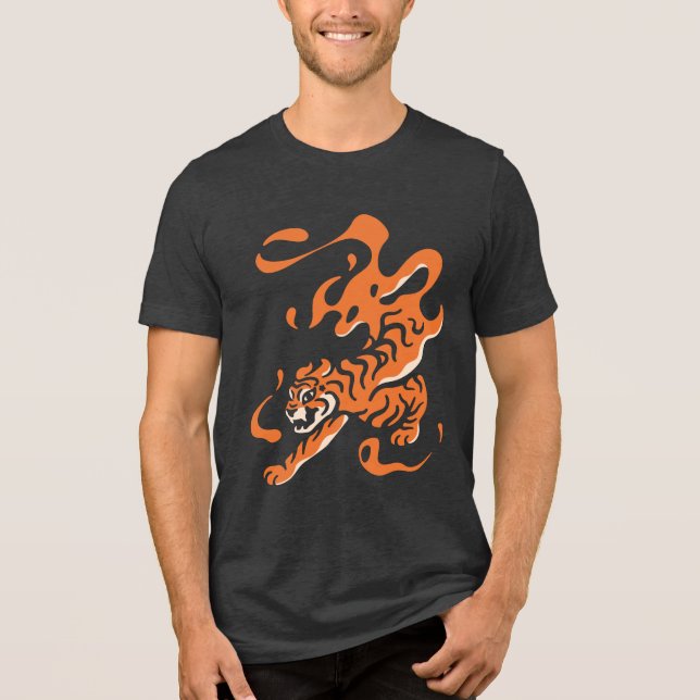 Fiery Tiger: Asian Bold Design Tri-Blend Shirt (Front)