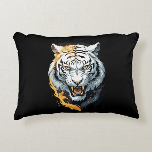 Fiery tiger design accent pillow