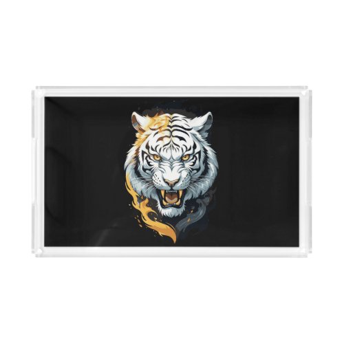Fiery tiger design acrylic tray