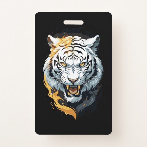 Fiery tiger design badge