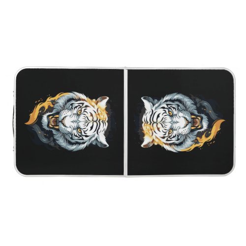 Fiery tiger design beer pong table