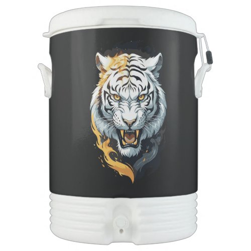 Fiery tiger design beverage cooler
