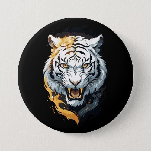 Fiery tiger design button