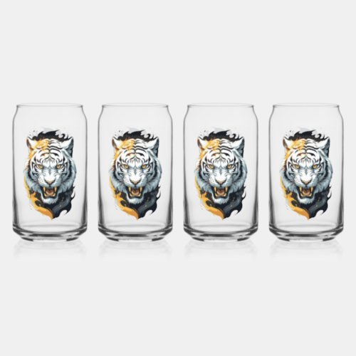 Fiery tiger design can glass
